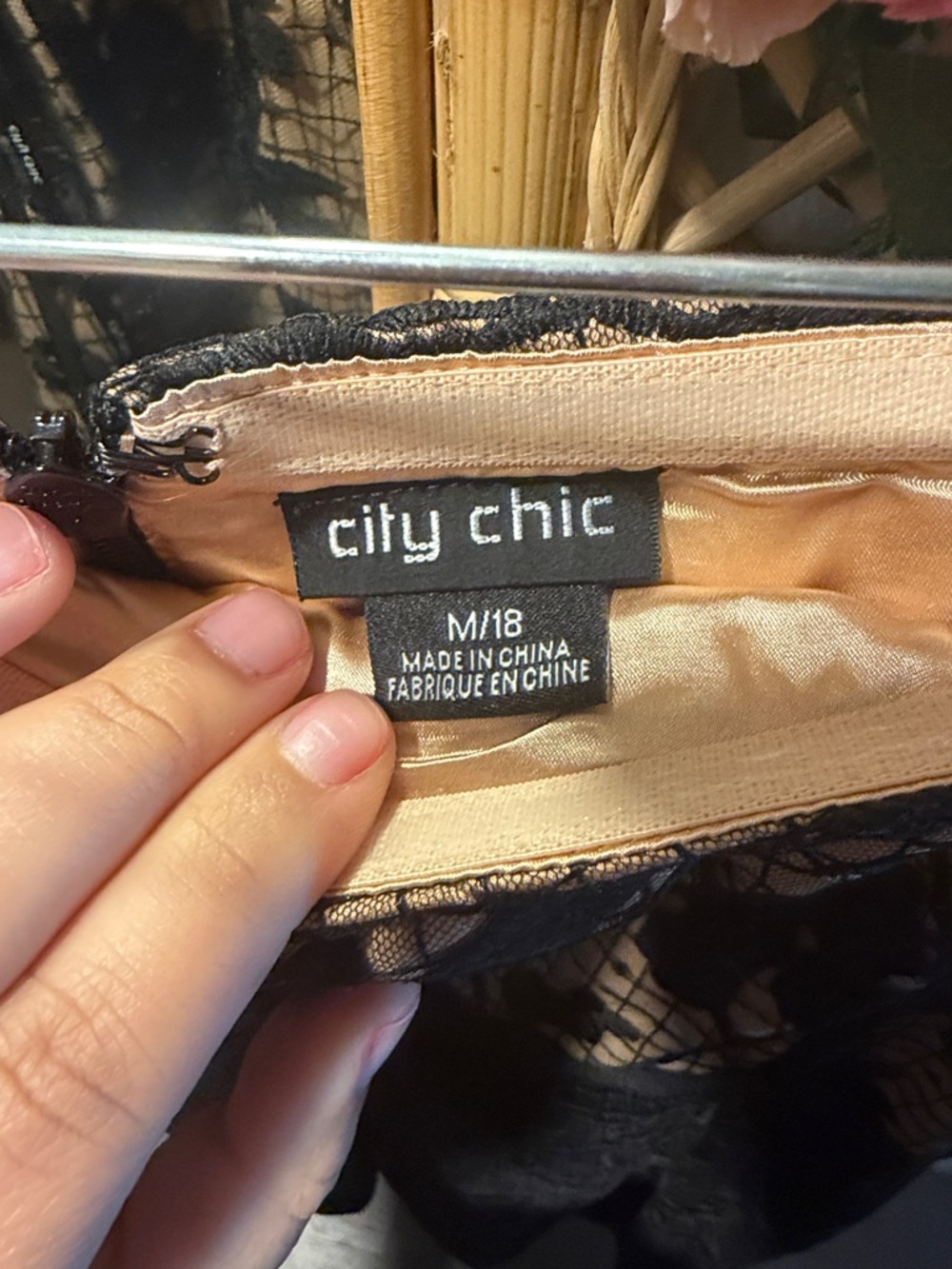City Chic Black Lace Strapless Dress with Nude Lining - Picture 3 of 7